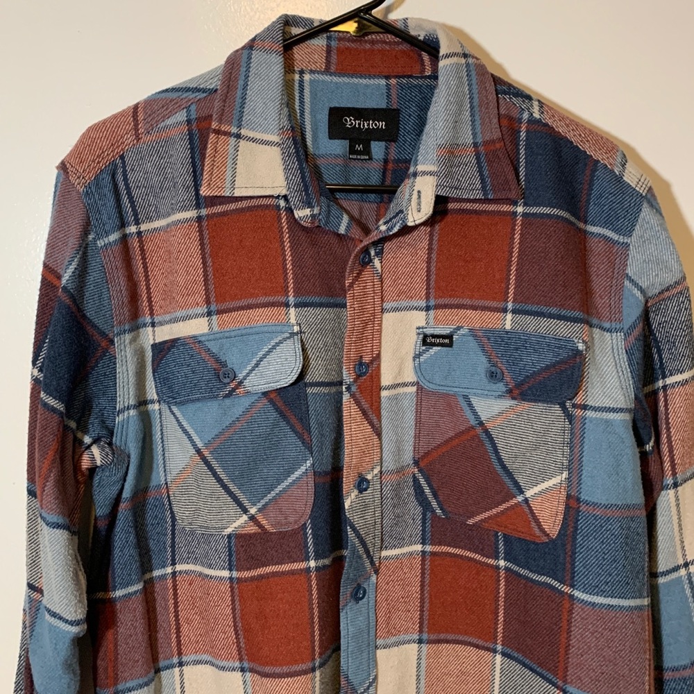 Brixton plaid flannel. Blue and burgundy. Medium